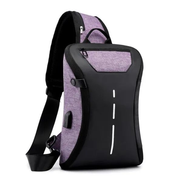 purple USB Противоугонная сумка на плечо для мужчин и женщин, нагрудная сумка большой емкости, водонепроницаемая короткая походная сумка, мессенджеры, сумки через плечо P1275 - Цвет: purple