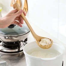 HOT SALE Natural Wooden Spoon Wood Soup Ladle Kitchen Tool Belt Hook Natural Wooden Tableware Kitchenware Porridge Spoon Spoon K