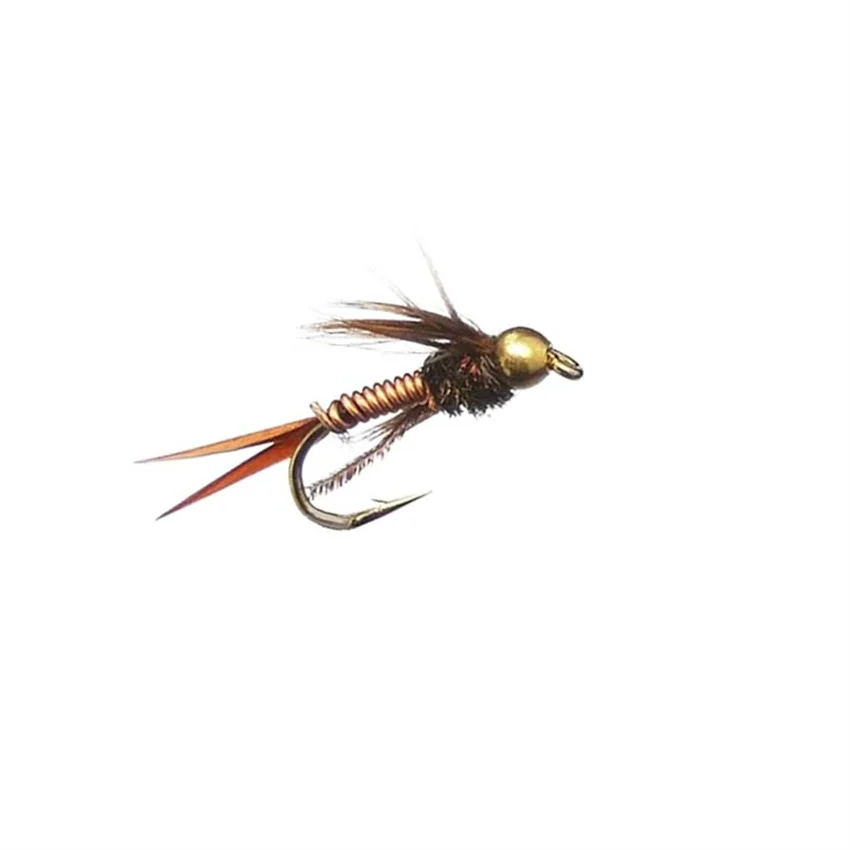 6Pcs Nymph Fly Tungsten Bead Head Wet Nymph Fishing Fake Lure for Trout  Bass Salmon Fishing 10# 14# 16#