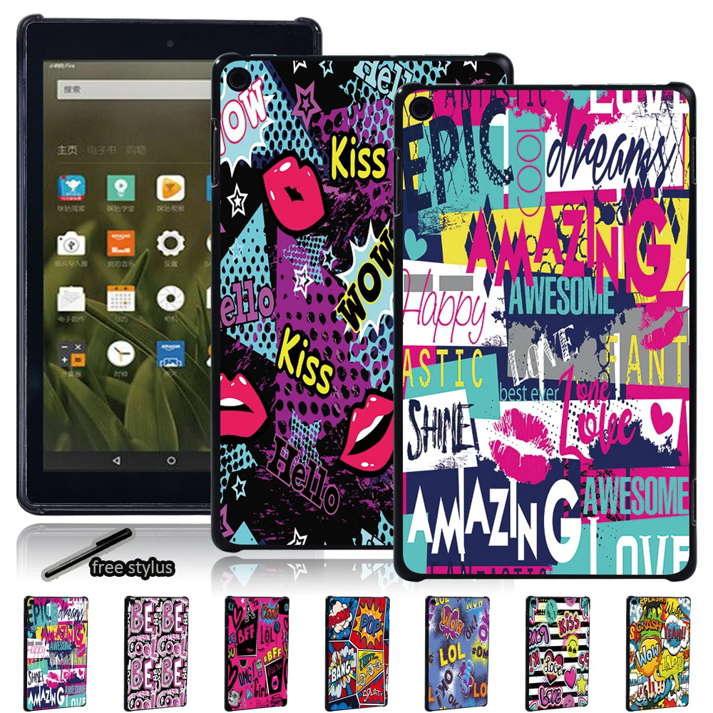 

Graffiti Hard Shell Tablet Case for Amazon Fire 7(5th/7th/9th Gen)/HD 8(6th/7th/8th Gen)/HD 10(5th/7th/9th Gen) + Free Stylus