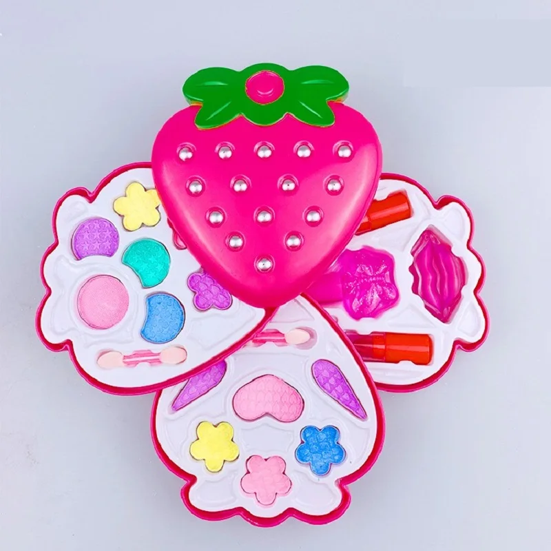 Strawberry Детский набор игрушек для макияжа, ролевые игры, принцесса, розовый макияж, красота, безопасность, нетоксичный набор, игрушки для девочек, туалетный косметический походная коробка - Цвет: Strawberry