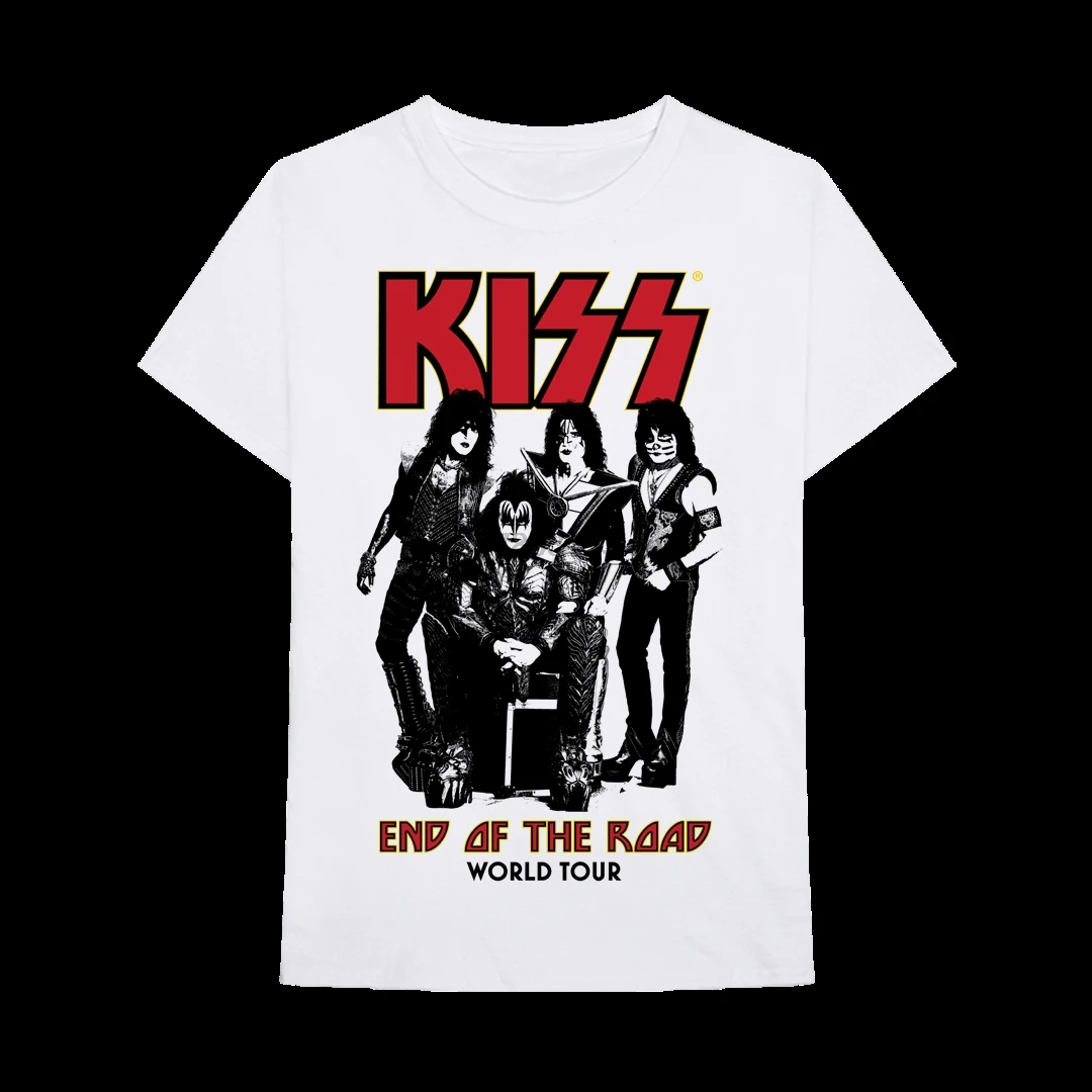 Новинка мужская белая футболка с надписью Kiss Band Rock End of The Road World Tour 2019 S-5XL | Мужская