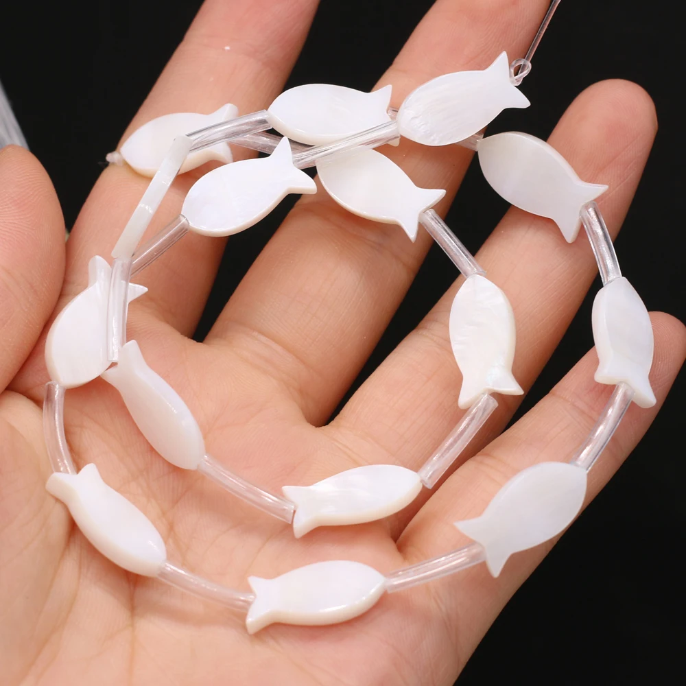 

10PCS/String Fish Shape Natural Freshwater White Loose Spacer Beads for Jewelry Making Bracelet Necklace Gifts