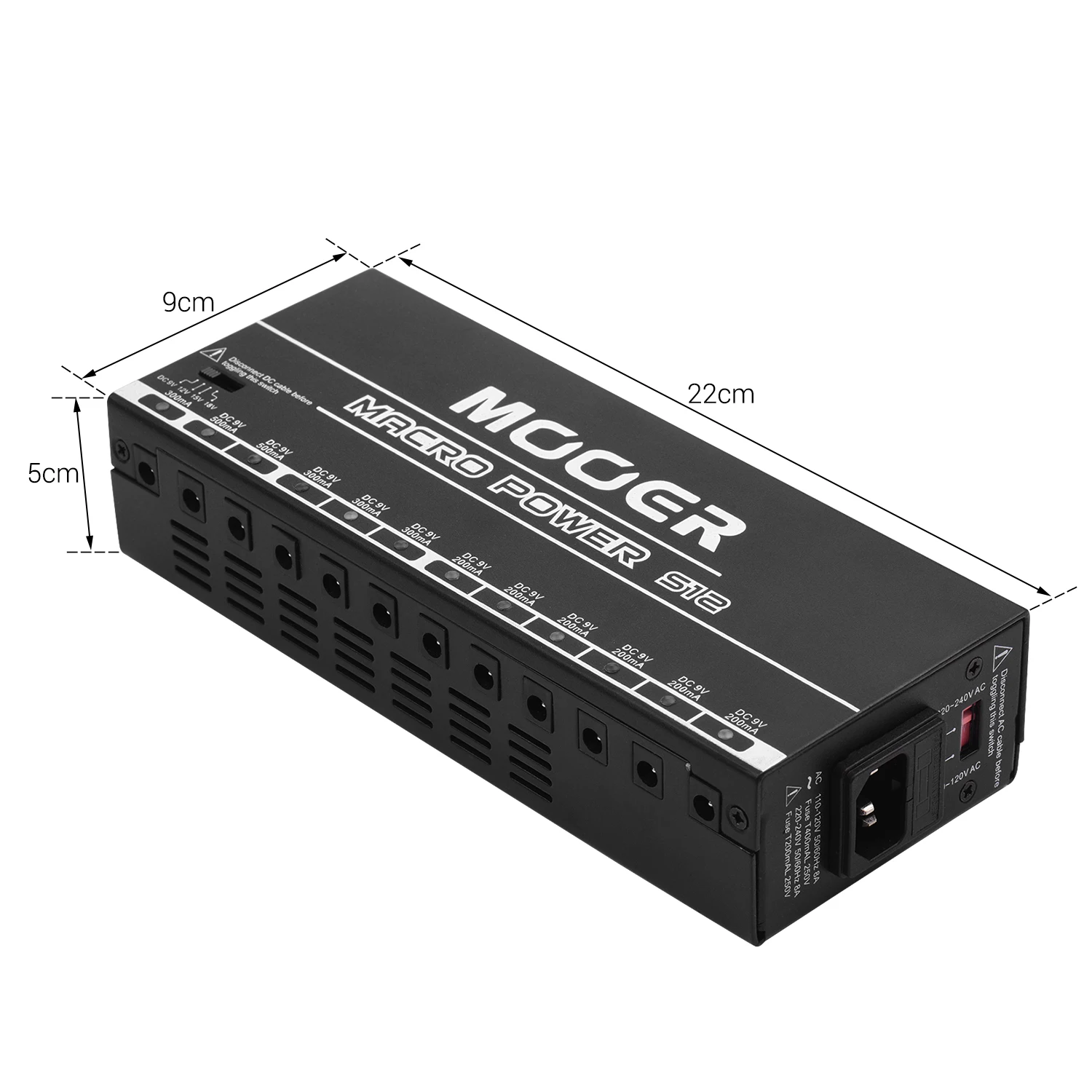 MOOER MACRO power S12 профессиональный гитарный эффект Электропитание станция дистрибьютор 12 изолированных DC выходов 9 В/12 В/15 в металлический корпус