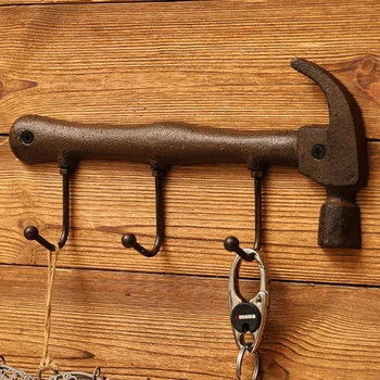

Hammer Shape Storage Rack Wall Mount Coat Hat Storage Rack Cloth Bag Key Holder Bathroom Kitchen Organizer