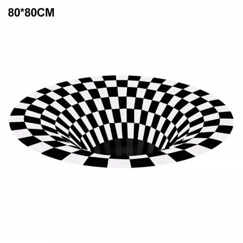 80x80cm 3D Vortex Illusion Carpet Non-slip Floor Mat Area Rug Abstract Geometric Print Optical Home Living Room Bedroom Doormat | Дом и сад