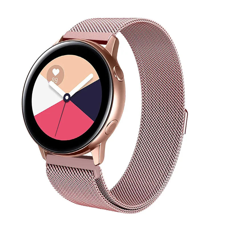 20 мм 22 мм Миланский ремешок для samsung galaxy watch 46 мм 42 мм gear S3 frontier huawei watch gt 2 active 2 Amazfit bip band - Цвет ремешка: rose pink