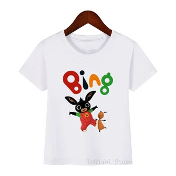 

Movie Bing Rabbit Cartoon print t-shirt kids clothes girls boys funny white graphic t shirt camisetas harajuku kawaii tshirt