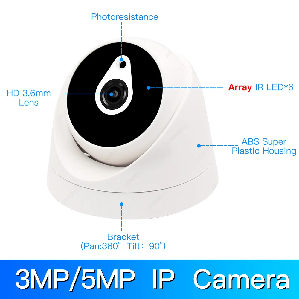 3MP/5MP IP камера H.265/H.264 наблюдения инфракрасная камера CCTV безопасности наружная купольная камера