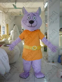 

quality purple dog mascot costumes cartoon orange suit puppy mascot design