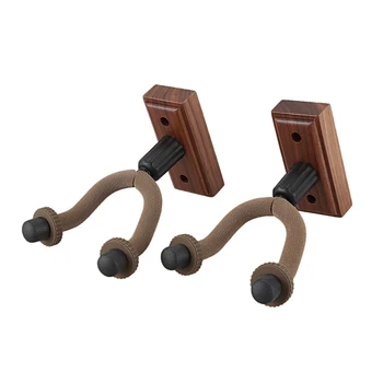 

2 Packs Guitar Wall Mount Real Hardwood Black Walnut Hanger Holder for Acoustic Electric Guitar Bass Folk Ukulele Violin Mandoli