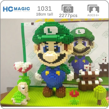 

HC Game Super Mario Luigi Castle Goomba Flower 3D Model DIY Diamond Mini Building Small Blocks Bricks Toy for Children no Box