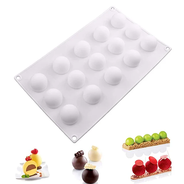 15 Üreg Kerek Szilikon Penészgömb Mousse Torta Penész Tészta Csokoládé 3D -S Golyó Cukorka Cupcake Topper Díszítő Szerszámok