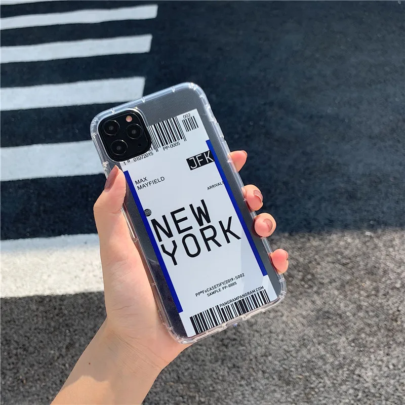 Чехол для телефона в стиле Нью-Йорк, самолет, авиа, qr-код, для Apple iPhone 11 Pro X XS Max XR 7 8 Plus, прозрачный мягкий ТПУ чехол