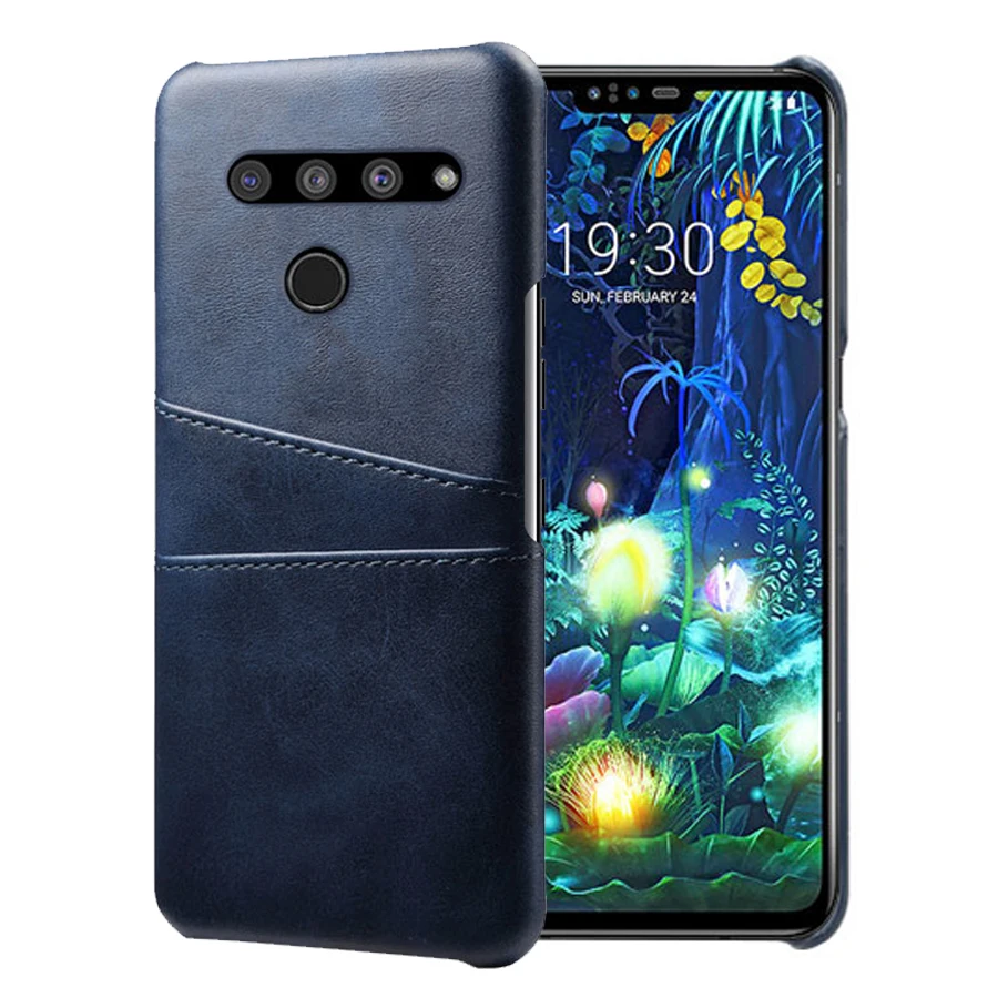 SCK кожаный держатель для карт слоты для карт чехол s для LG V50 ThinQ V40 V30 V20 V10 G8 G7 G6 G5 V50S ThinQ G8X чехол ThinQ чехол для телефона - Цвет: Темно-синий