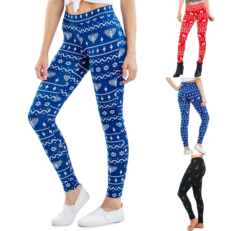 Christmas Legging Pants Womens Winter Skinny Elastic High Waist Leggings Female Printed Casual Slim Fitness Leggin Pants