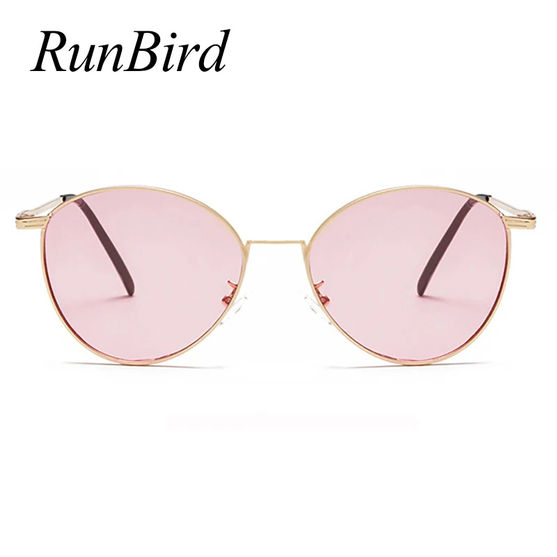 RunBird роскошные розовые женские солнцезащитные очки с линзами оттенки модная металлическая оправа Ретро женские мужские солнцезащитные очки, солнцезащитные очки Oculos UV400 5432