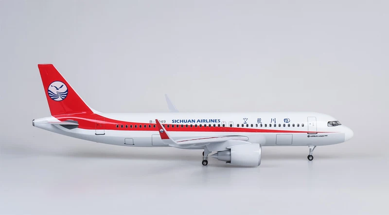 1/80 масштаб 47 см самолет Airbus A320 NEO Sichuan авиакомпания модель светодиодный светильник и шасси колеса литая модель самолёта из смолы игрушка