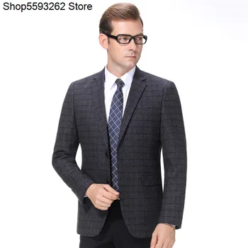 

Middle Age Male Leisure Suit Big Code Trend Joker Handsome Grid Slim Fit Single West Coat Dad Install Clothing