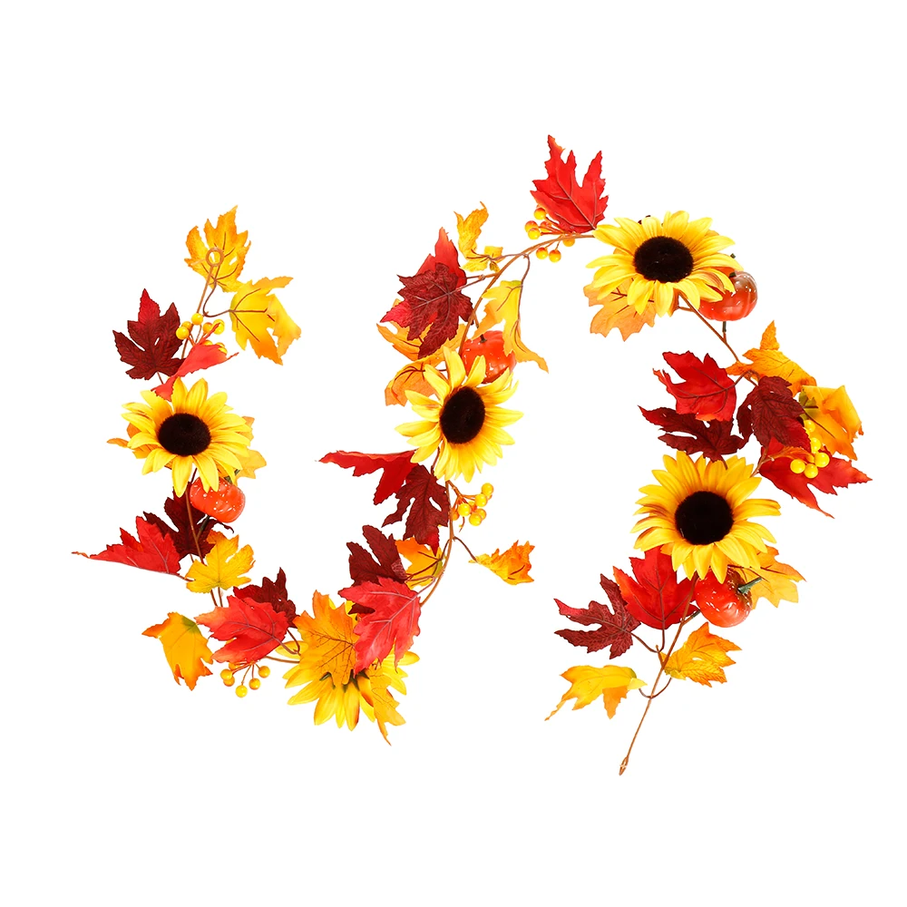 Artificial Garlands Autumn Hanging Fall Vines Pumpkin Berries Sunflower