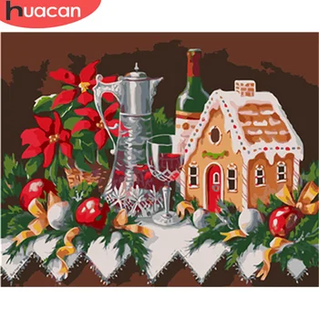

HUACAN Painting By Number Christmas Drawing On Canvas HandPainted Painting Art Gift DIY Pictures By Number Kits Home Decor