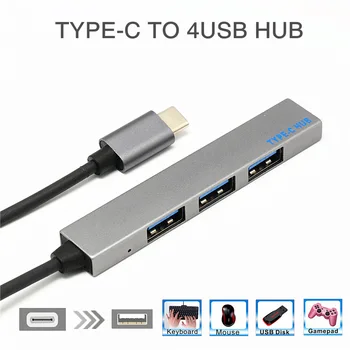 

2020 New 4 in 1 Type-C Hub To USB 3.0 Magnesium Alloy Hub with TF Reader for Laptop