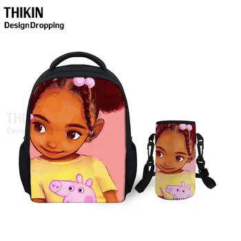 

THIKIN Cute African Schoolbag Backpack For Children Art Black Baby Girls Print School Bag Supplies Students Travel Kettle Bag
