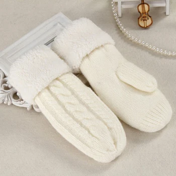 

Fashion Mittens Women Warm Winter knitted Cashmere Twisted warm gloves