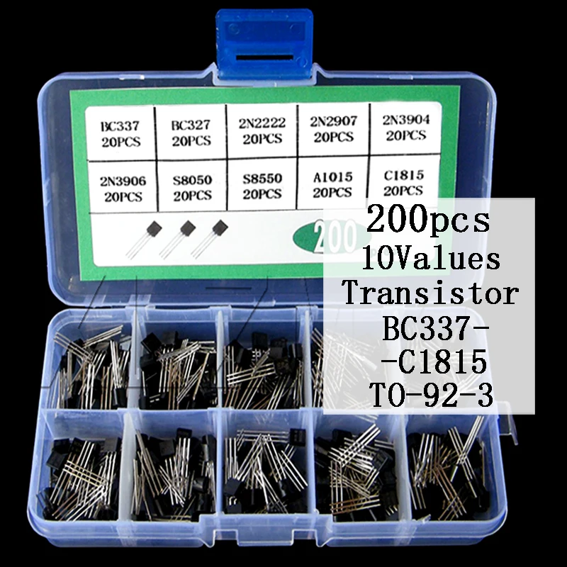 Transistor box Set BC327 BC337 2N2222 2N2907 2N3904 2N3906 S8050 S8550 A1015 C1815 Diode Assort Mix Pack 10Values*20pcs=200pcs