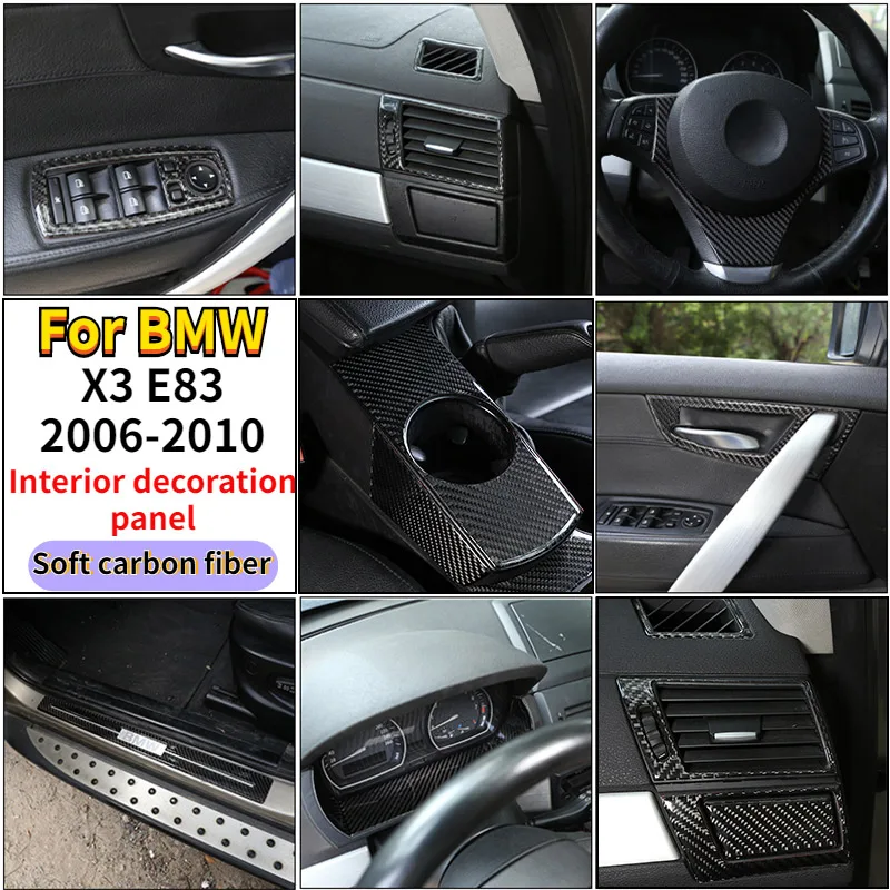 Für BMW X3 E83 2003-2010 Weichen Carbon Auto Innen Teile Lenkrad Air Outlet  Dekoration Aufkleber Auto zubehör - AliExpress