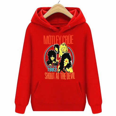 С надписью Mötley Crüe кричать на дьявола World Tour 1983 толстовки Официальный информацию о недостающем - Цвет: Красный