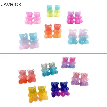 

6 Pair Fashion Lovely Candy Color Cartoon Resin Gummy Bear Ear Studs Earrings