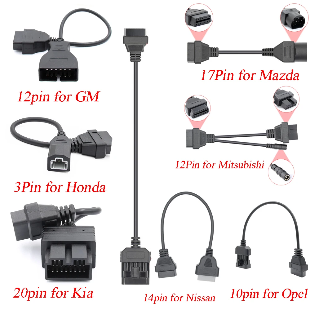 Для G-M 12PIN для Opel для Honda Для KIA для Mazda для Nissan для Mitsubishi OBD2 Диагностический адаптер OBD разъем OBDII сканер