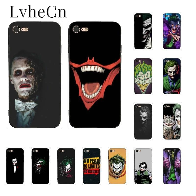 LvheCn Comic art Джокер Мягкий Силиконовый ТПУ чехол для телефона iPhone 4 5 5S 6 6S 6plus 7 7plus 8 8Plus