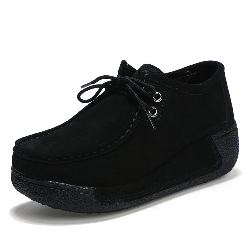 black Hot Women Flats Light Platform Shoes Women Loafers Flat Shoes Women Shoes Moccasins Creepers Ladies Shoes Free Shipping - Цвет: black