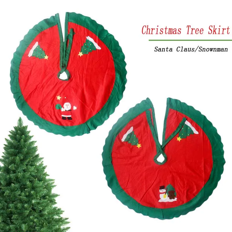

Santa Claus Snowman Tree Skirt Non-Woven Christmas Tree Skirt Green Edge Aprons Christmas Tree Carpet Home Decoration Navidad