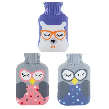 

2L Hot Water Bottle Portable Cute Cartoon Hand Warmer with Knit Cover for Pain Relief for Women Home Outdoors