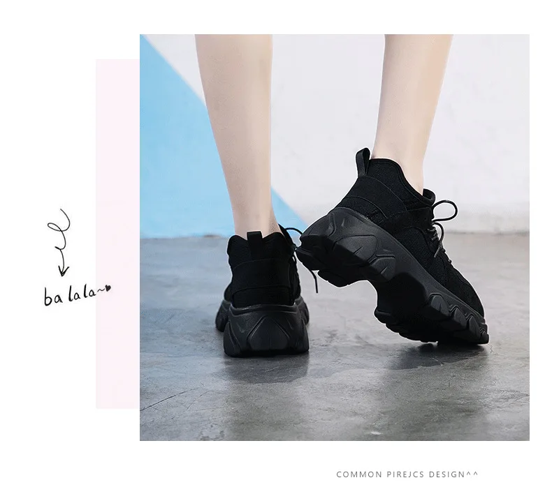 Обувь для девочек; женские кроссовки на платформе из натуральной кожи; zapatos de mujer; Брендовая женская обувь черного цвета на толстой подошве; обувь для папы