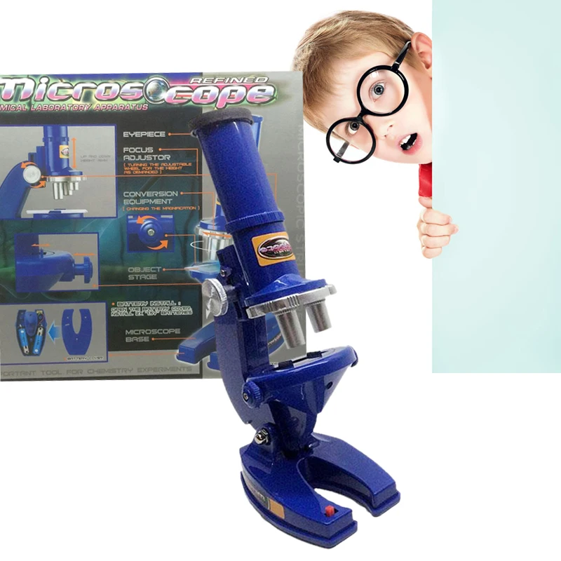 

Simulation Microscope Kit Science W/LED 100X-1200X Educational Toy Gift For Kid