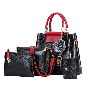 

2020 New Atmospheric Women's Bag Crocodile Print Bag Four-piece Set Fashion Women's Bag Handbag Stiletto Bag