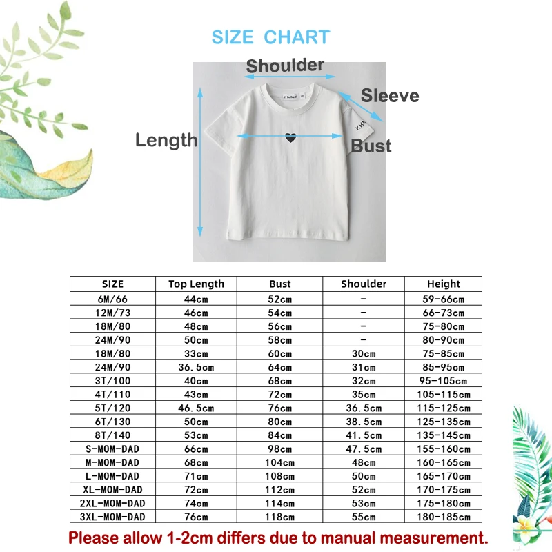 2023 Summer Parent-child T-shirts Casual Children's Clothing Korean New Family Outfit Leisure Small Love Short Sleeve Top Look images - 6