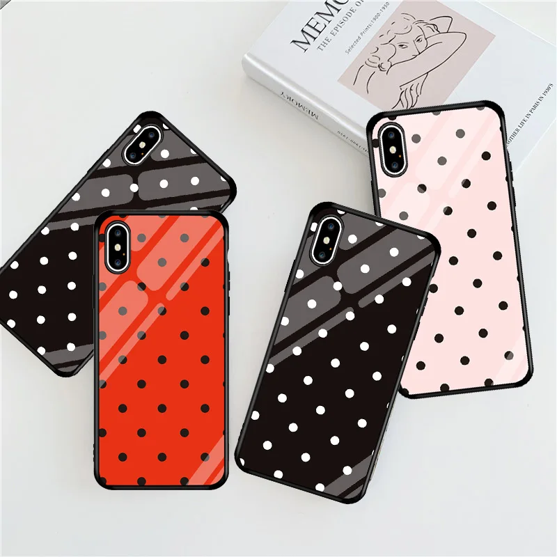 Простой стеклянный чехол JAMULAR в горошек для телефона iPhone 11 Pro XS MAX 7 X XR SE 2020 6 8Plus
