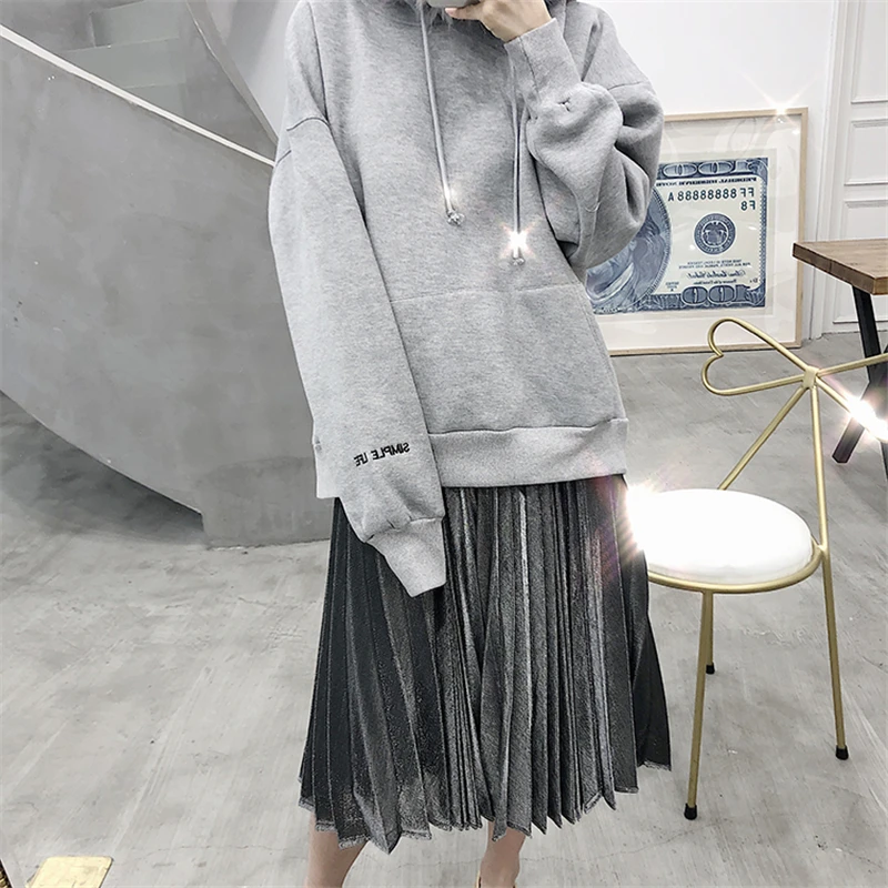  2019 Women Winter Solid color Thicken Fleece Hoodies Sweatshirt Long Sleeve faux fur Hooded Pullove