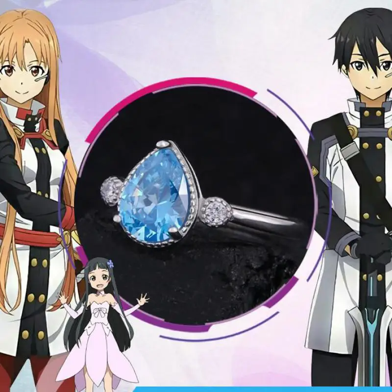 Anime Sword Art Online Alicization Kirigaya Kazuto Kirito Ring 925 Silver Rings