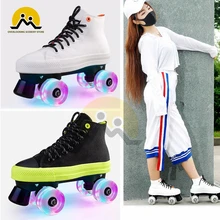 4 Piece of 2021 Upgrade 6 Colored Light Pulley with Bearing and 82A Hardness Whee,for Double-row Skating,Skateboard Wheels