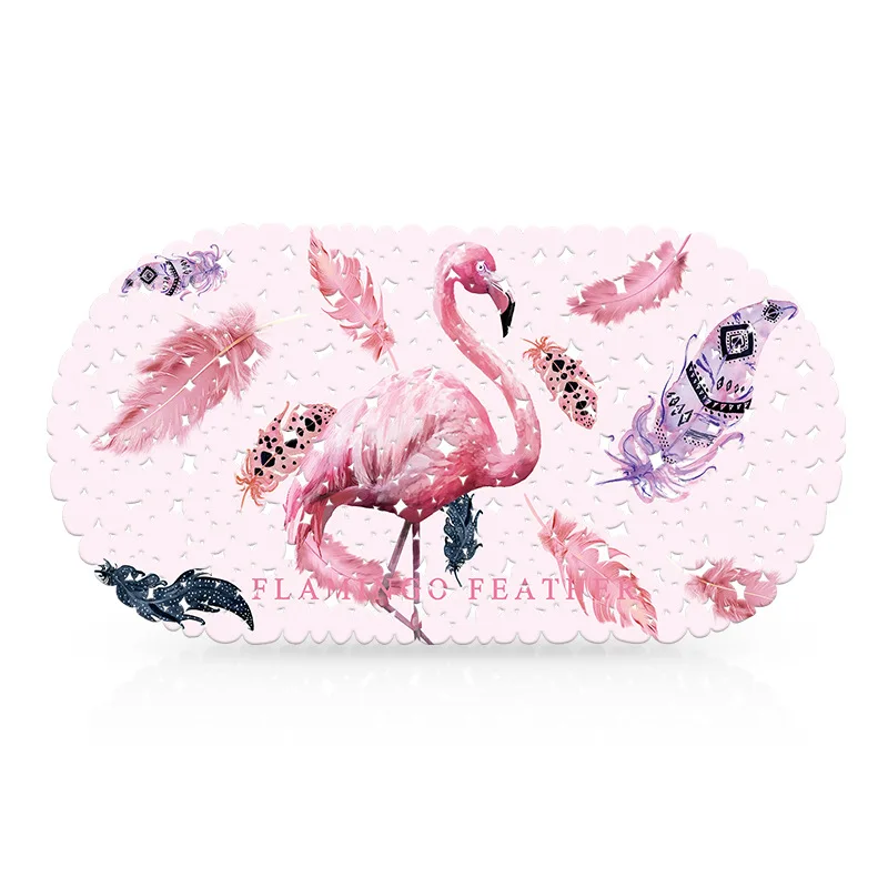Анти-скольжения ПВХ 20/цветные, для ванны коврик для ванной портативное зарядное устройство с присоской и сливных отверстий, Очаровательный детский Ванная комната ковролин коврик для душа мягкая Массажная подушка для 69x35 см - Цвет: Flamingo