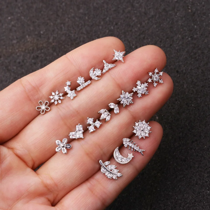 Sellsets 1 шт. 20 г золото и серебристый цвет cz хряща Луна Астра Корона спиральные украшения для пирсинга ювелирные изделия тренгус серьги в форме ракушки