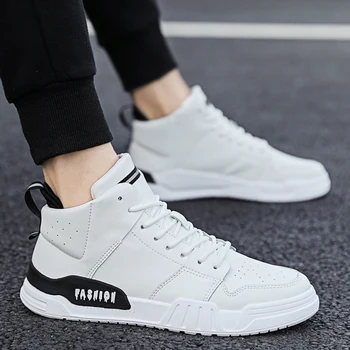 

Quality Brand Men Casual Shoes Hot sale Autumn Winter Fashion Black Casual Shoes Men Breathable High top Casual Men Shoes White