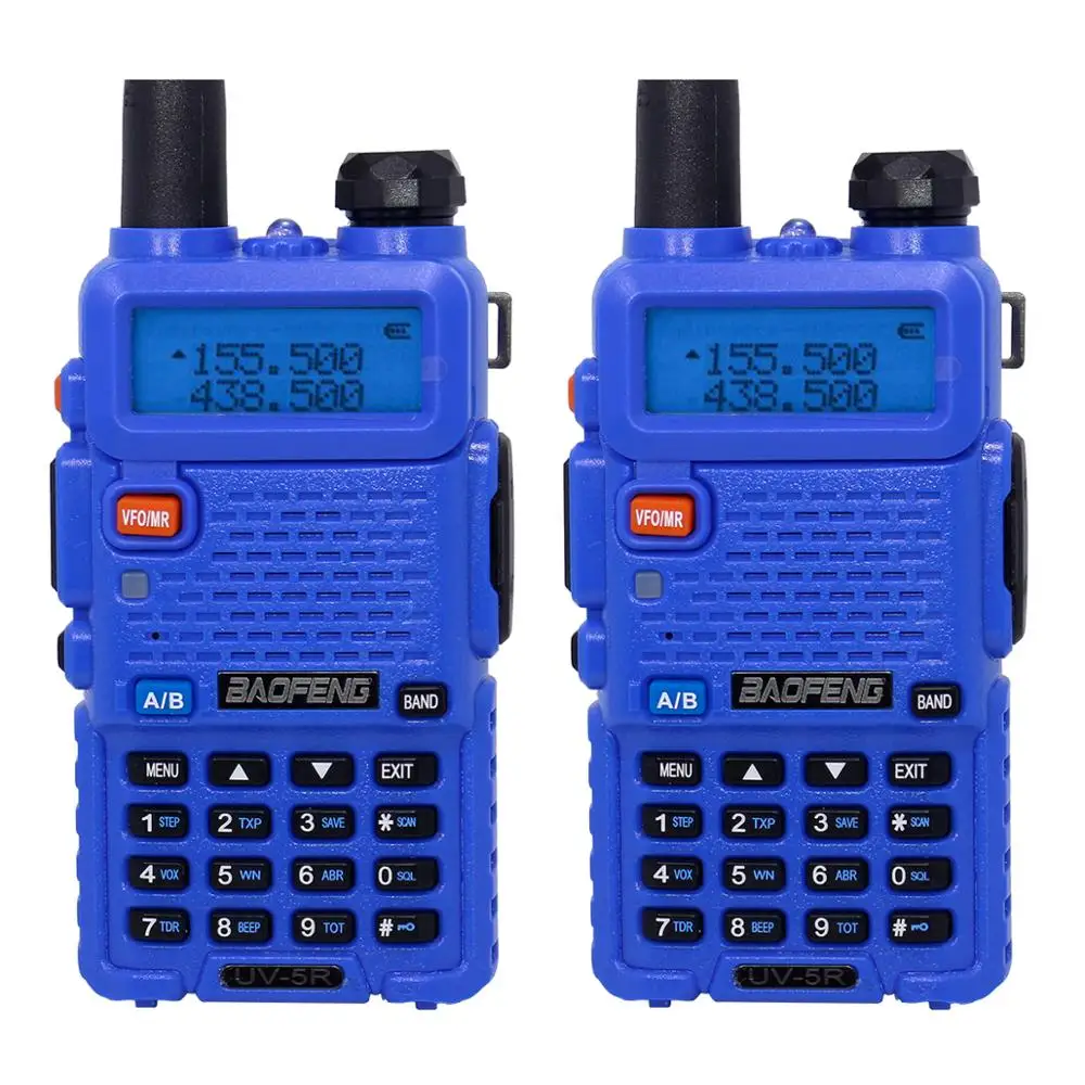 2 шт. Baofeng BF-UV5R Любительское радио портативная рация Pofung UV-5R 5 Вт VHF/UHF радио двухдиапазонное двухстороннее радио UV 5r CB радио - Цвет: Синий