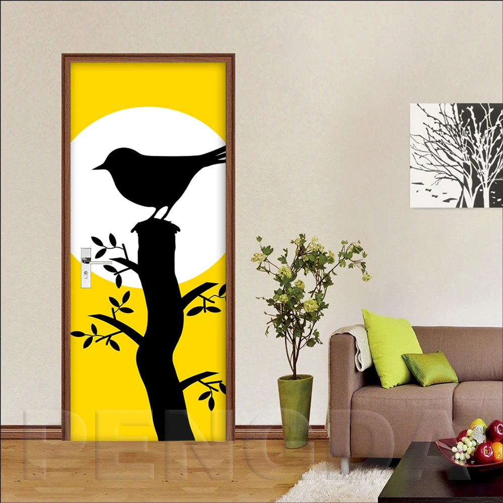 Sticker Self Adhesive Wallpaper Moon Animal Cartoon For Doors Diy Print Art Picture Home Decor Mural Wardrobe Renovation Decal - Цвет: Door YXCV2592-08